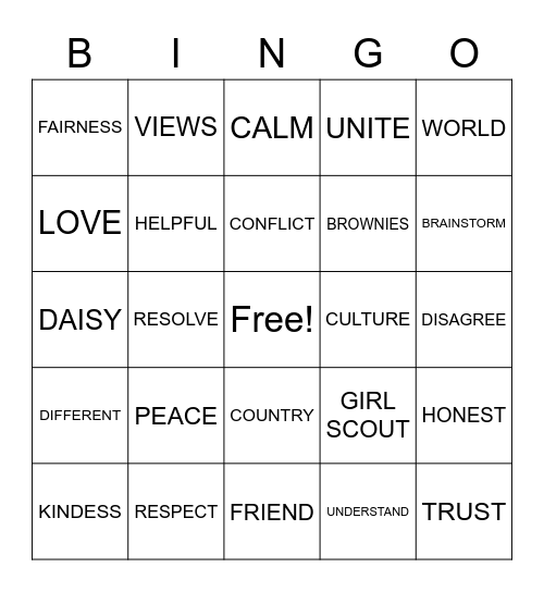 WORLD THIKNING DAY - PEACEBUILDING Bingo Card