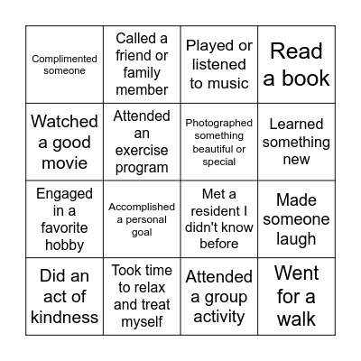 Engagement Bingo Card