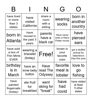 Girl Scout Bingo Card