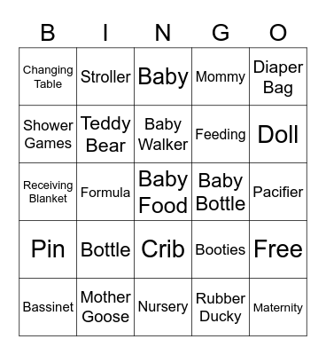 Baby Shower Bingo Card