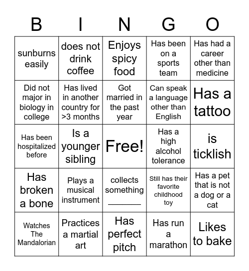 Find someone who... Bingo Card