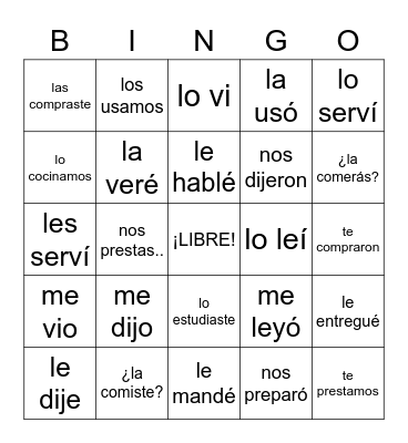 IOP and DOP Bingo Card