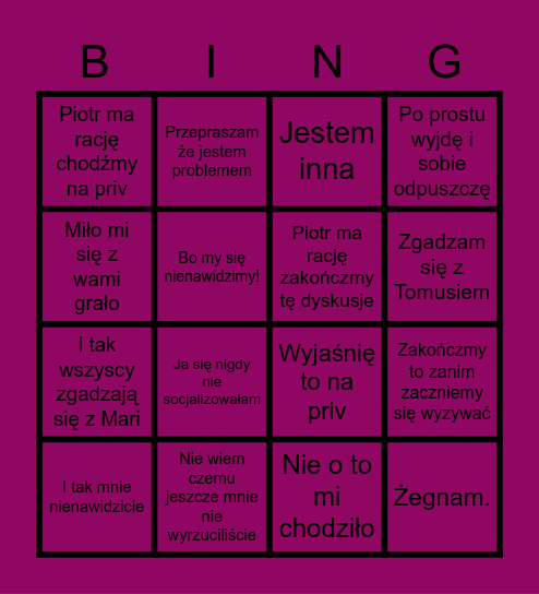 Arymata Bingo! Bingo Card