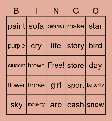 Spelling List 3 & 4 Bingo Card