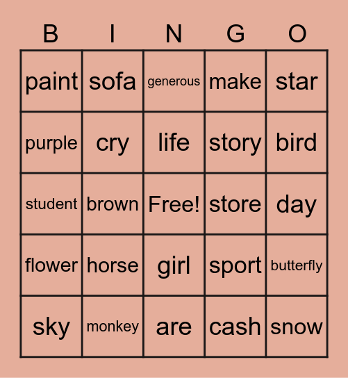 Spelling List 3 & 4 Bingo Card