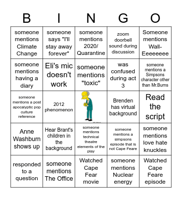 Mr. Burns Bingo Card