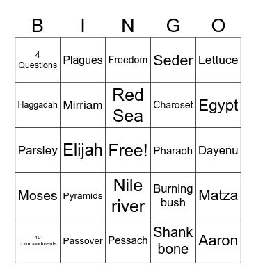 Passover Bingo Card