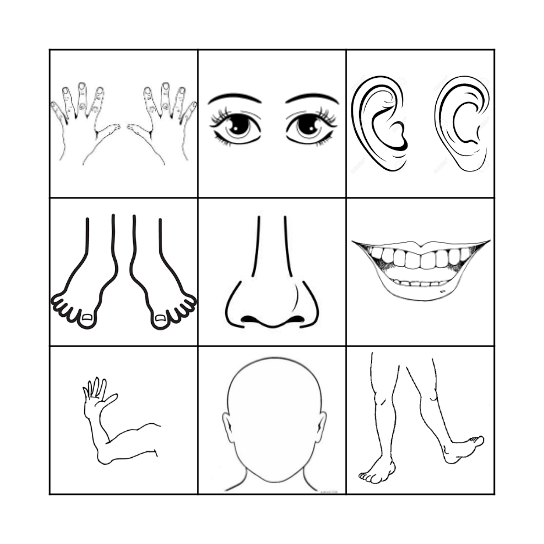 BODY PARTS Bingo Card