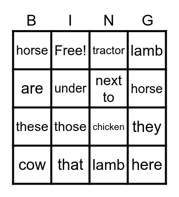 animals Bingo Card