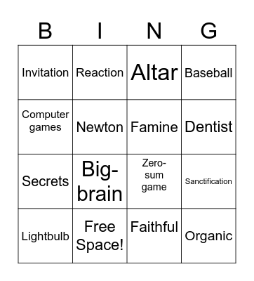 So He Went pt1 - Bingo Card