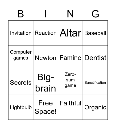 So He Went pt1 - Bingo Card