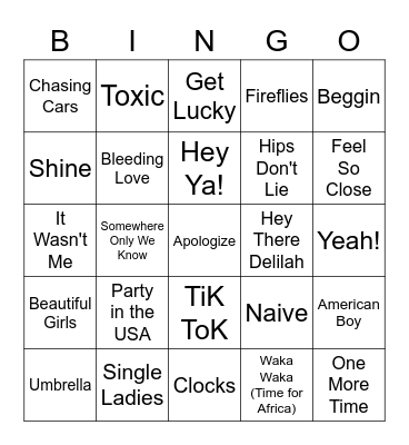 BINGO 00s/10s Bingo Card