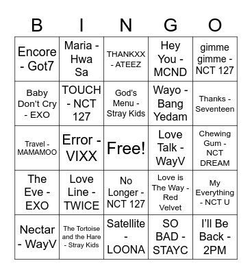 @sungieshine Bingo Card