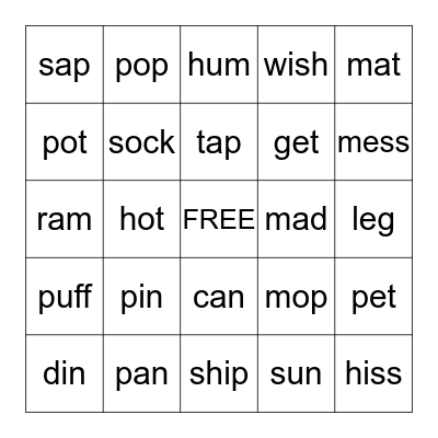 Sounding Out Words Bingo Card