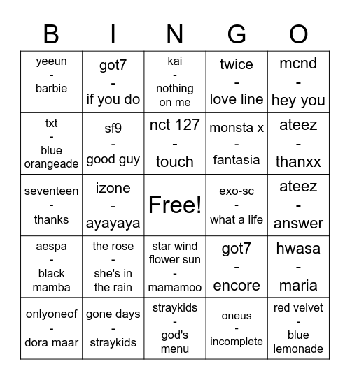 @otterjungchan Bingo Card