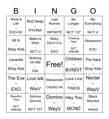 @CheKay_Erizen Bingo Card