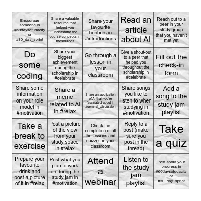 What's your Jam? - Study Jam Bingo Card