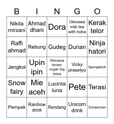 Ntik Bingo Card