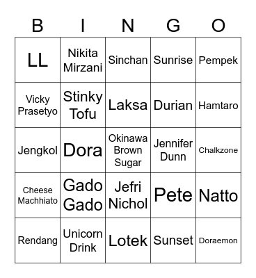 punya ala! Bingo Card