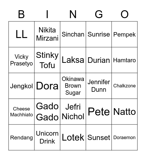 punya ala! Bingo Card