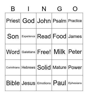 Sermon Bingo Card