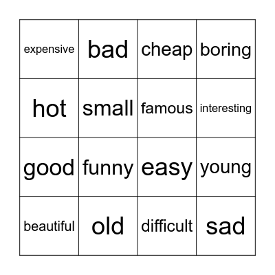 Bingo! Bingo Card