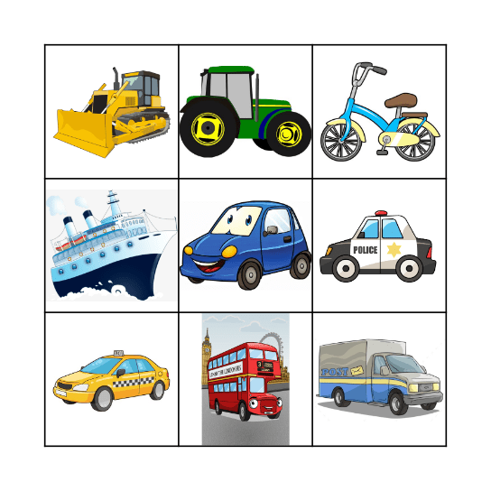 Vehicle Bingo Card