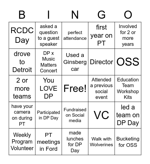 How much do you love DP Bingo Card