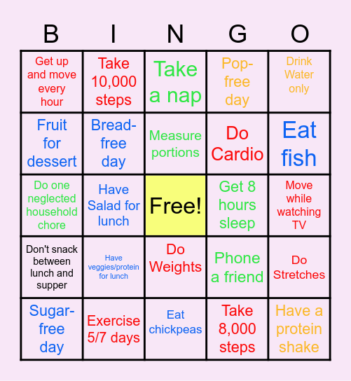 GET HEALTHY BINGO Card