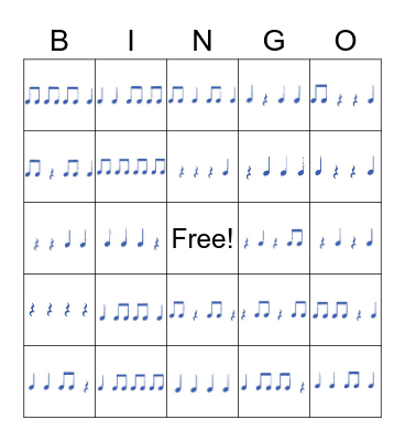 Rhythm Bingo - Easy Level Bingo Card