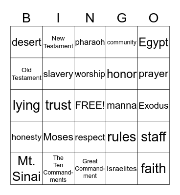 Bible Bingo & More Bingo Card