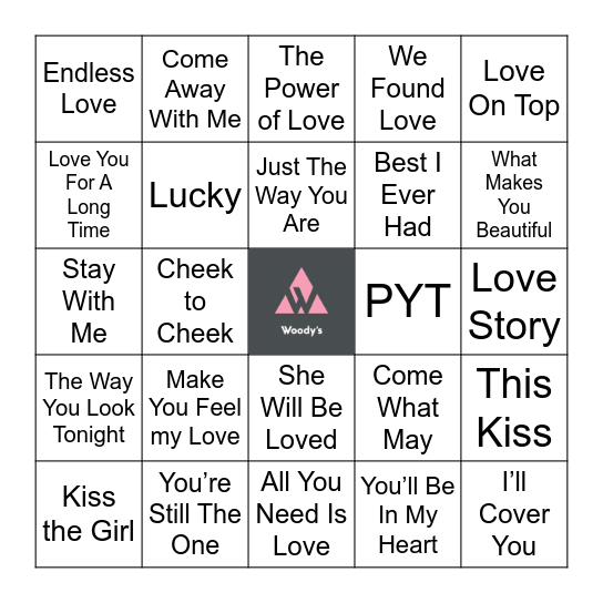 Love & Romance Bingo Card