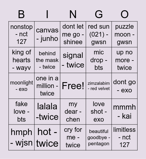 @seeliejeong Bingo Card