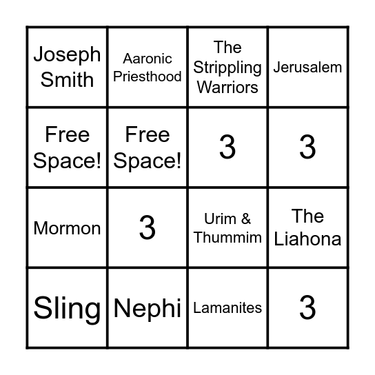 Gospel Bingo Card