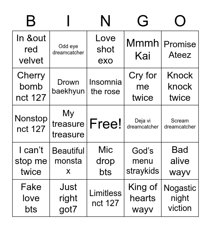 St3ephan1e Bingo Card