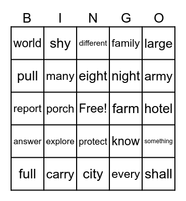 Fundations Bingo Card