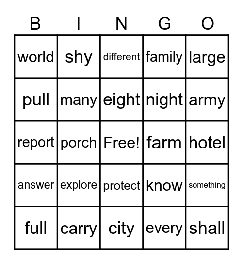 Fundations Bingo Card