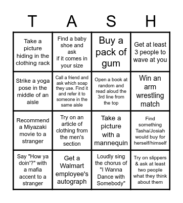 Shopping Bingo for TashnJo Bingo Card