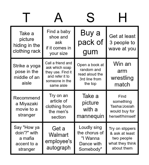 Shopping Bingo for TashnJo Bingo Card
