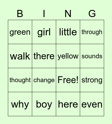 Sight Words BINGO! Bingo Card