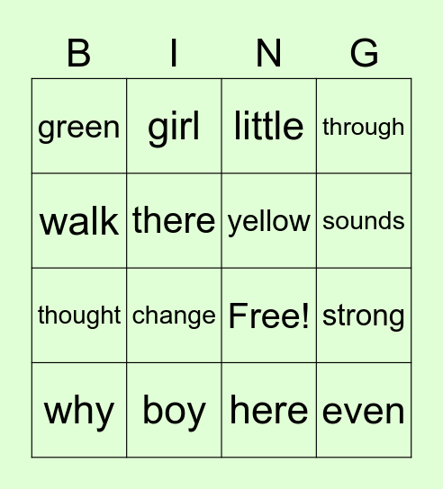 Sight Words BINGO! Bingo Card