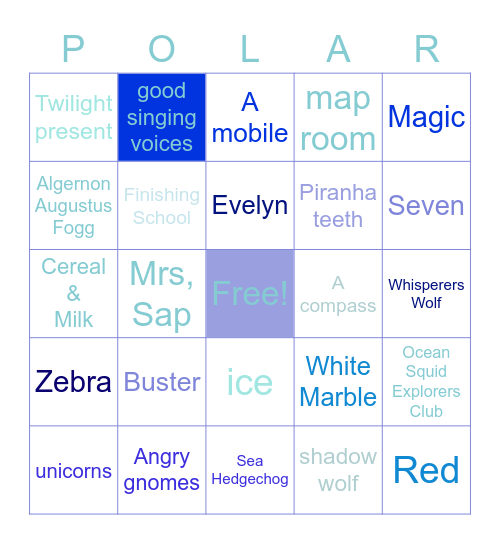 The Polar Bear Explorers Club Bingo Card