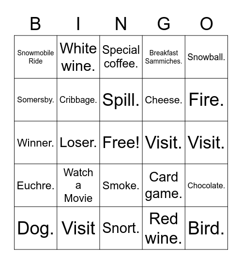 18-Hour Cottage Bingo Card