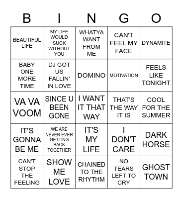 MAX MARTIN Bingo Card