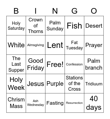 LENT Bingo Card