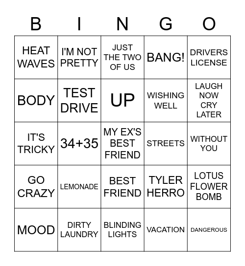 POP HITS VS VIRAL HITS Bingo Card