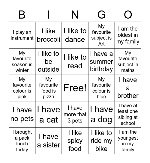 P3 Bingo Card