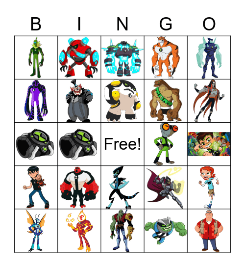 Ben 10 Bingo Card