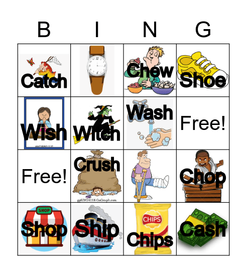 Sh and CH Bingo Card