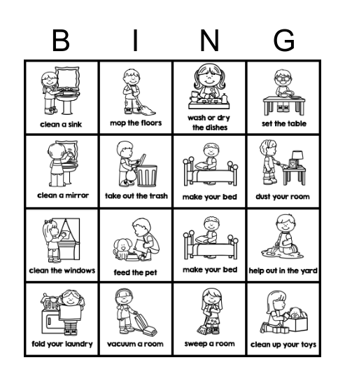 Chores Bingo Card